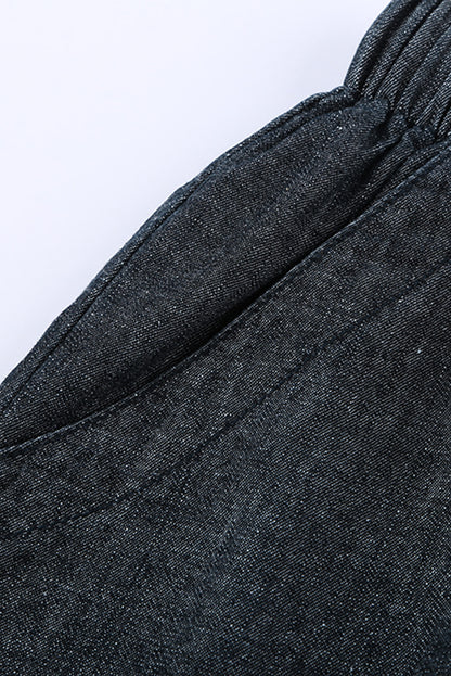 Pantalones cortos de mezclilla con bolsillos deshilachados casuales azul oscuro