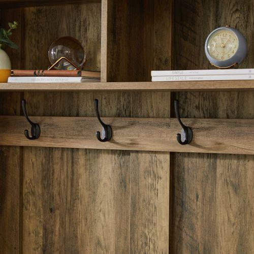 Brown Coat Rack w/ Shoe Cabinet Storage