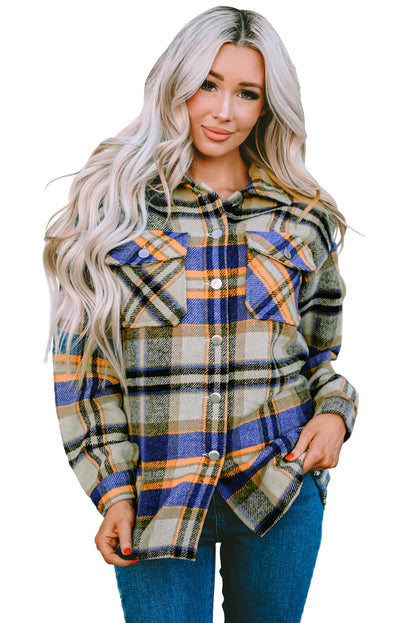 Plaid Button Front Pocket Shirt Shacket