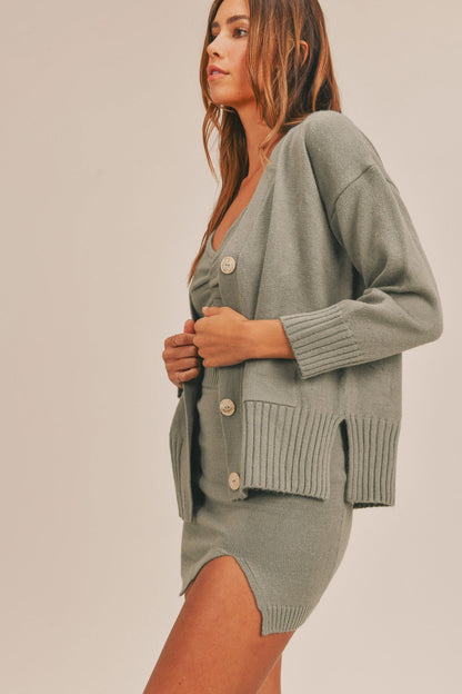 Dusty Olive 3 Pieces Sweater Set