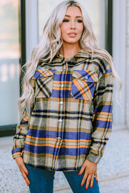 Plaid Button Front Pocket Shirt Shacket