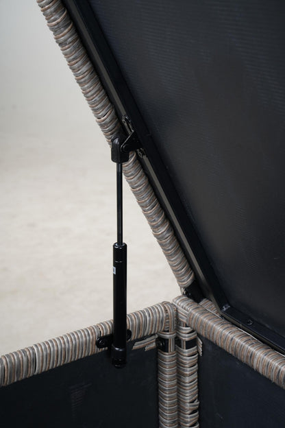 Grey Iron Rattan Storage Bench