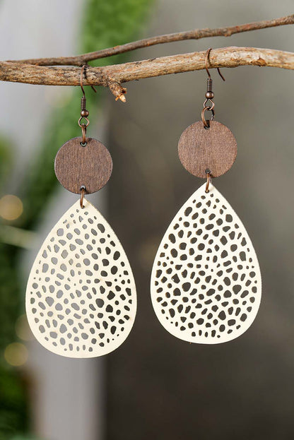 Apricot Colorblock Cut-Out Water Drop Hook Earrings