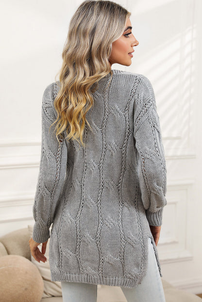 Hollow Knit Side Slits Cardigan