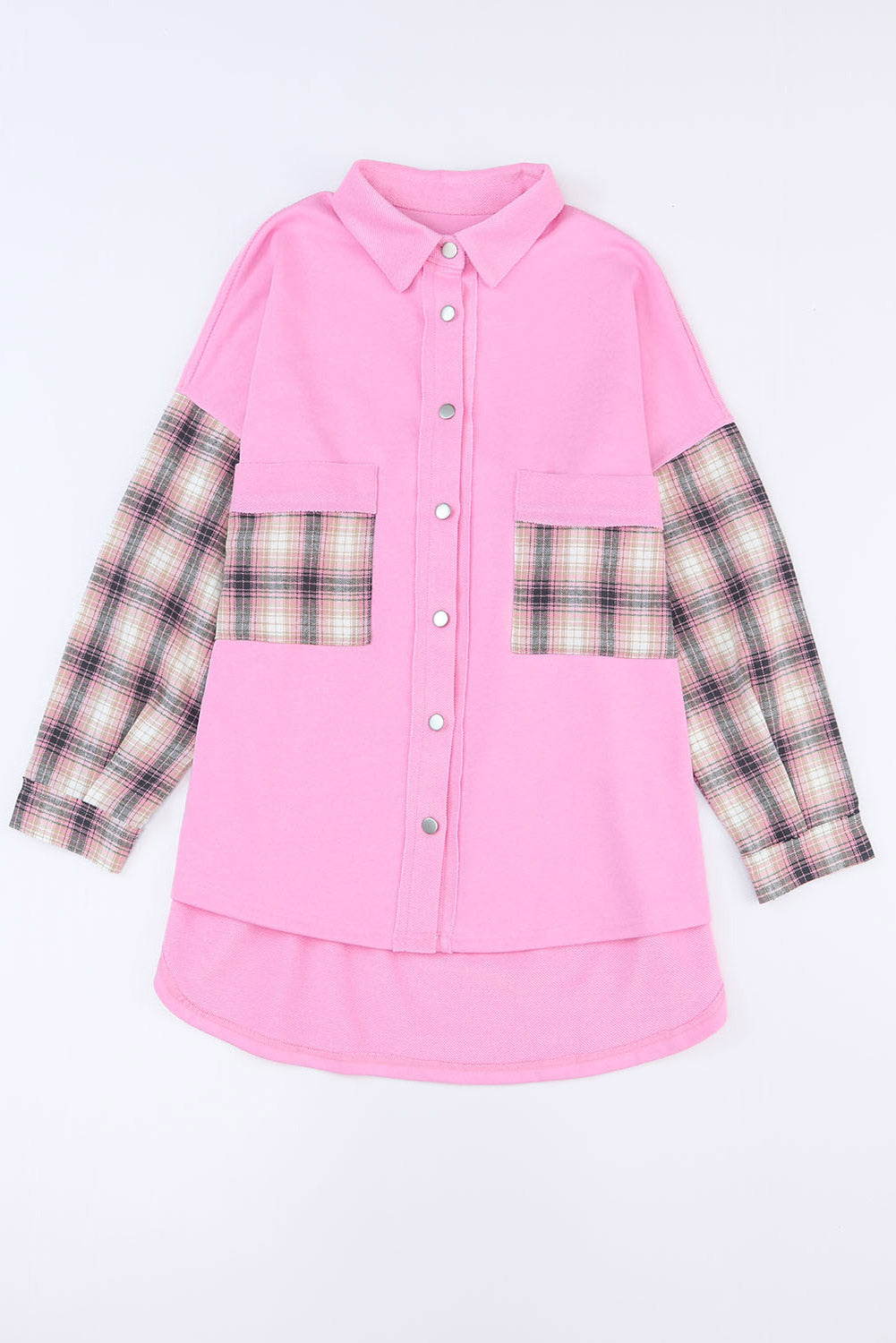 Plaid Patchwork Oversized Shacket