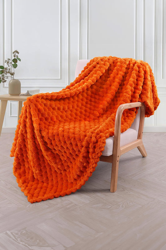 Orange Large Soft Fleece Textured Throw Blanket