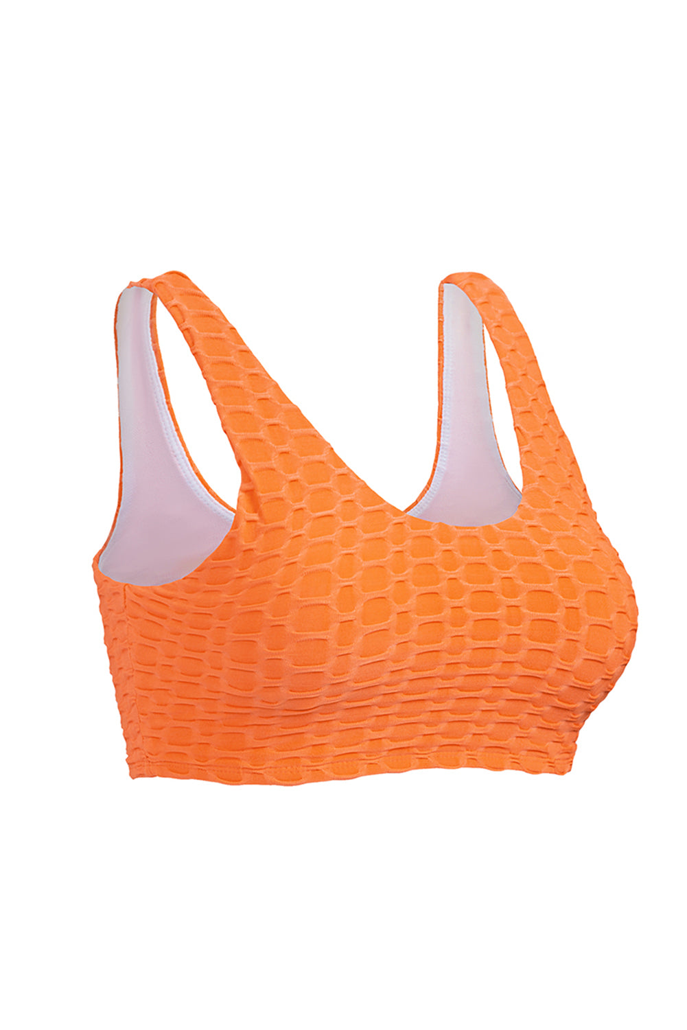 Top de bikini con textura de panal naranja