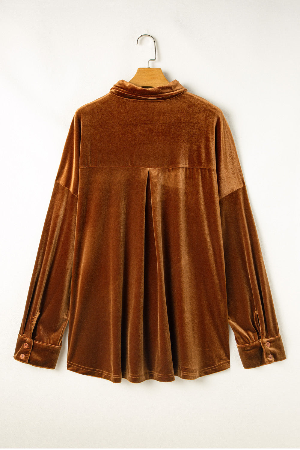 Chestnut Velvet Drop Shoulder Plus Size Shirt