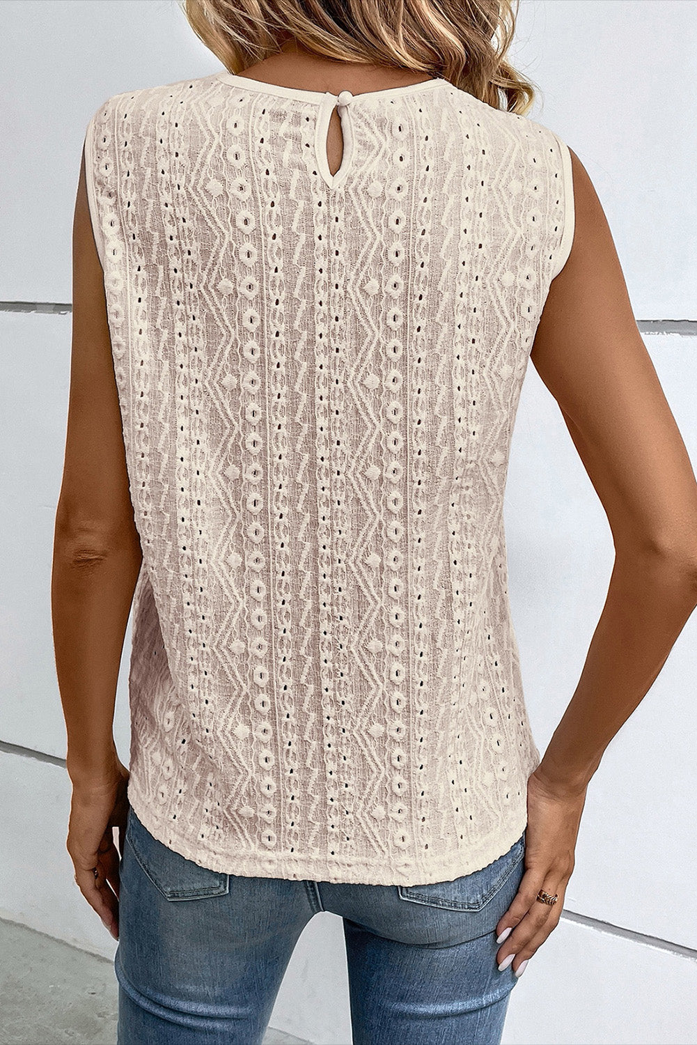 Apricot Lace Sleeveless Top