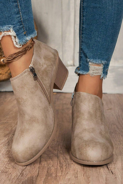 Taupe Tulip Opening Suede Ankle Boots