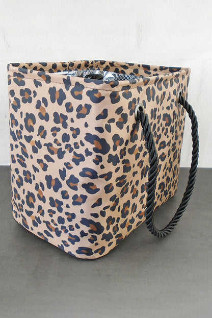 Neceser de lona impermeable con estampado de leopardo