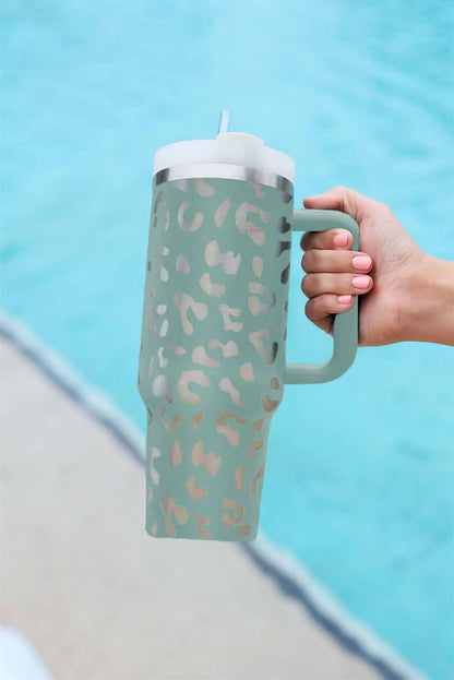 Taza portátil rosada del vaso del leopardo del acero inoxidable 40oz con la manija