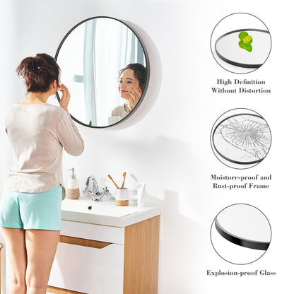 30" Black Round Wall Mirror