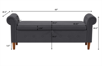 Dark Grey Large Storage Sofa Bench