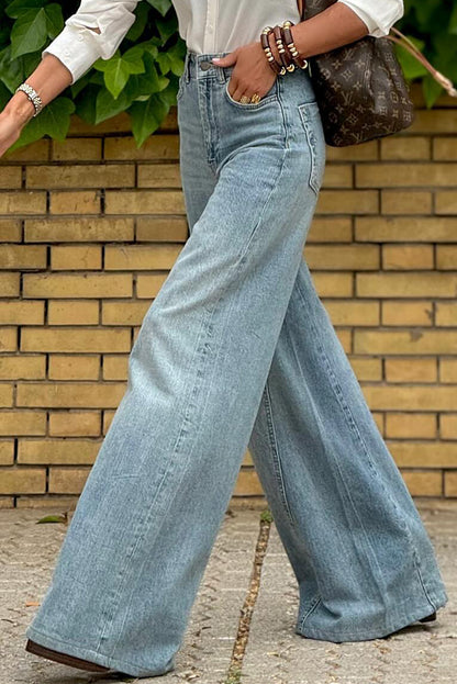 Dusk Blue Acid Wash Wide Leg Jeans