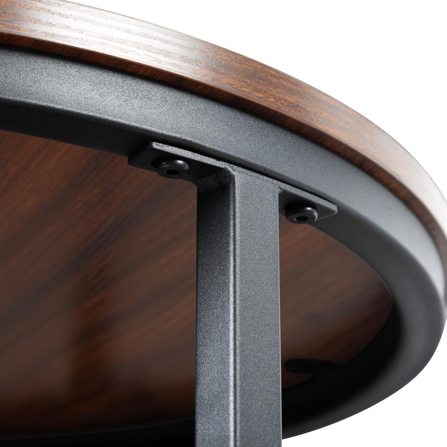 Set of 2 Brown Nesting Round Coffee Tables