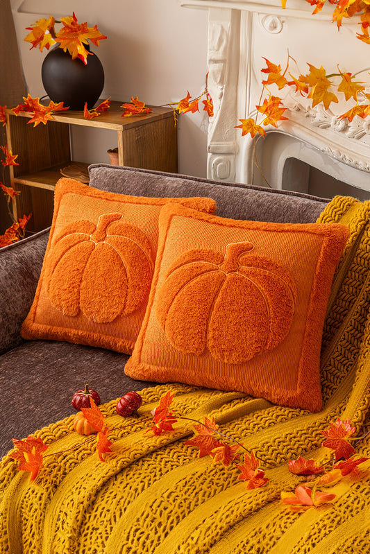 Orange Plush Textured Pumpkin Pillowcase