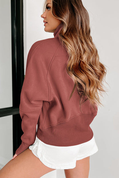 Zip Up Thumbhole Sleeve Sweatshirt