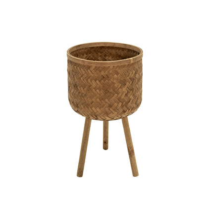 Brown Bamboo Planters w/ Plant Stand