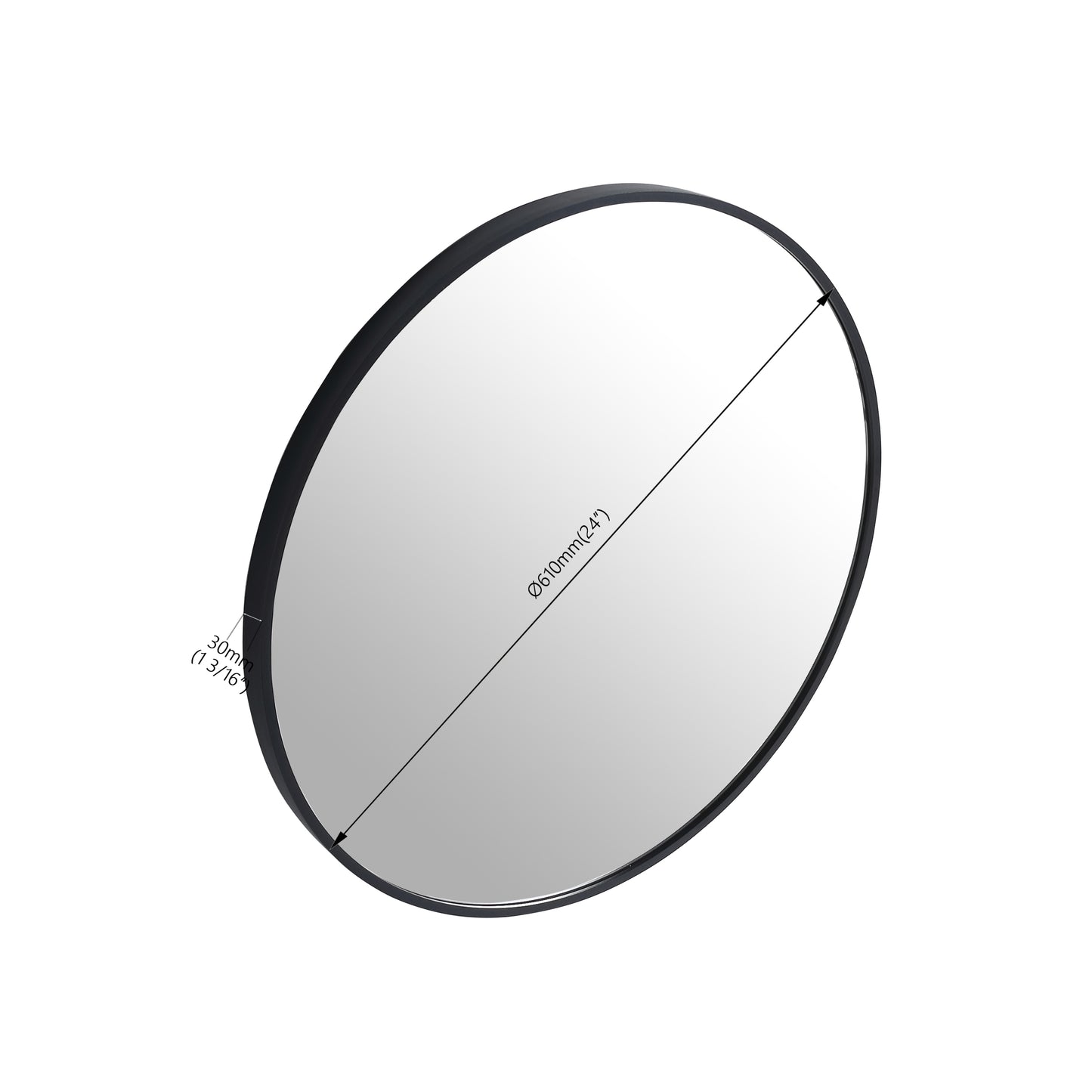 Large Round Black Circular Mirror