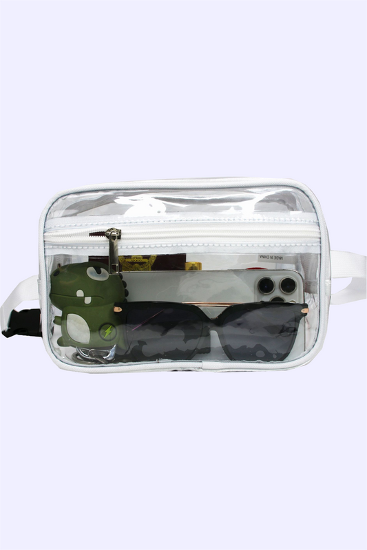 White Clear PVC Adjustable Strap Crossbody Bag