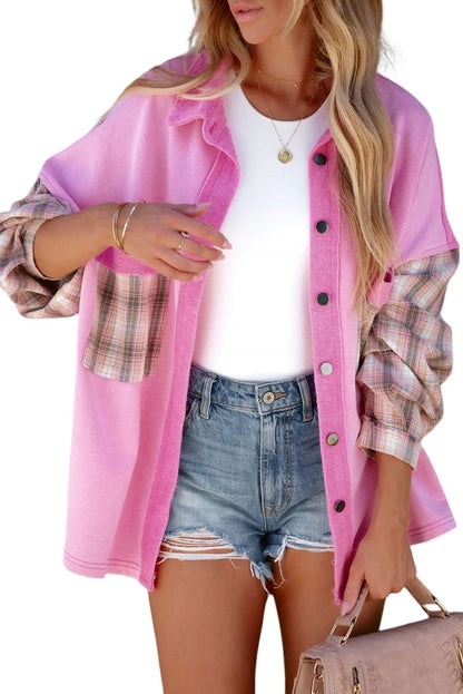 Plaid Patchwork Oversized Shacket