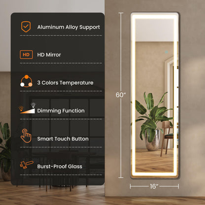64"x21" Rectangular Full Length Mirror w/ LED Lights