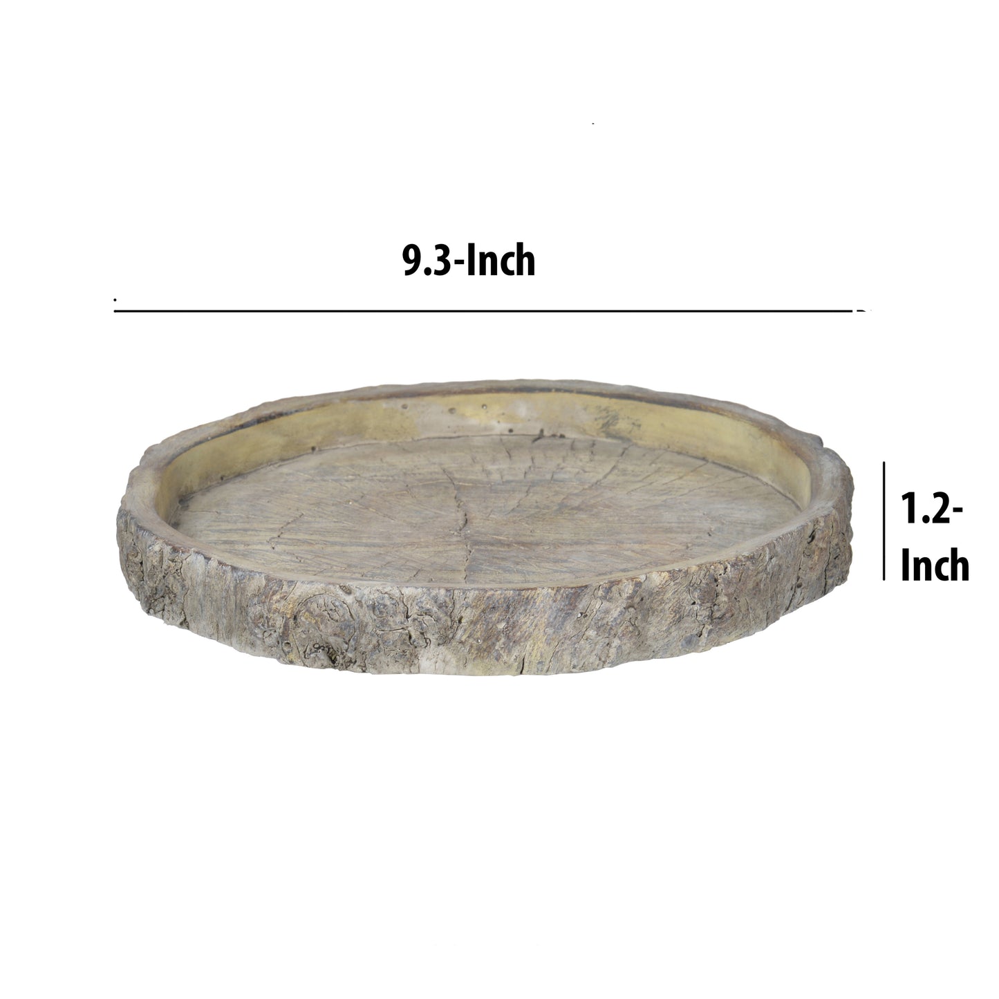 Gray Decorative Round Cemented Log Plate