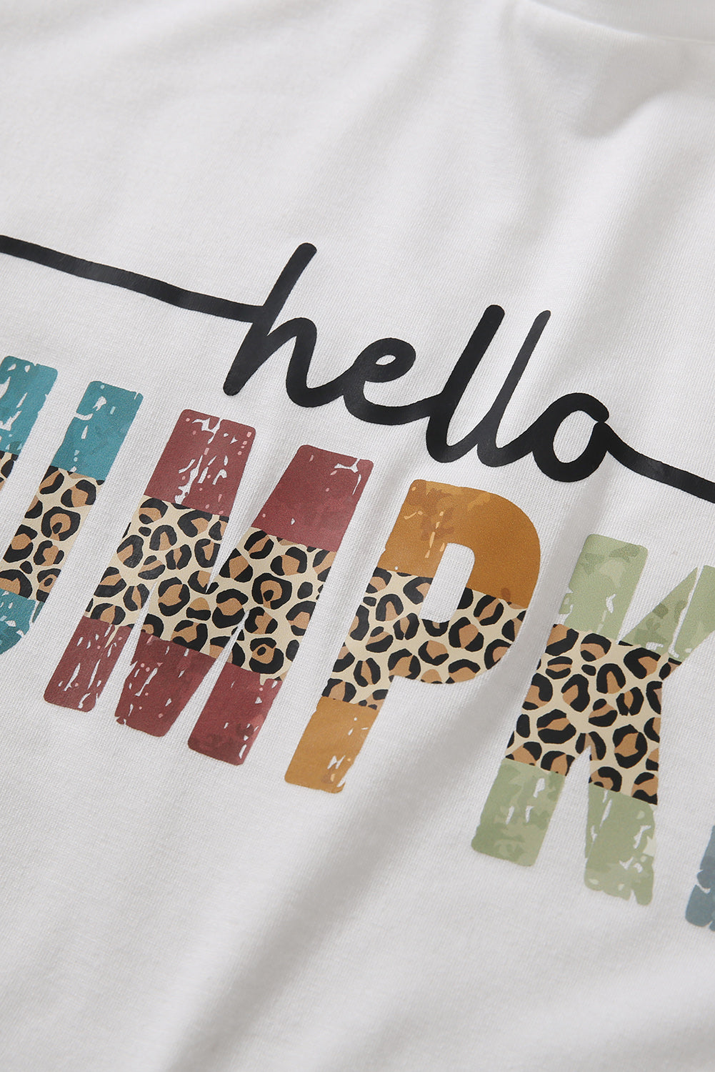 White Hello Pumpkin Halloween Crewneck Graphic T Shirt