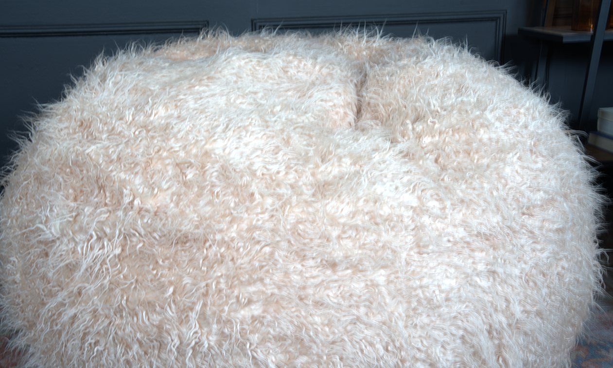 Taupe Faux Fur Bean Bag