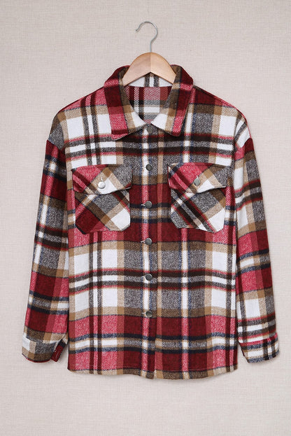 Plaid Button Front Pocket Shirt Shacket