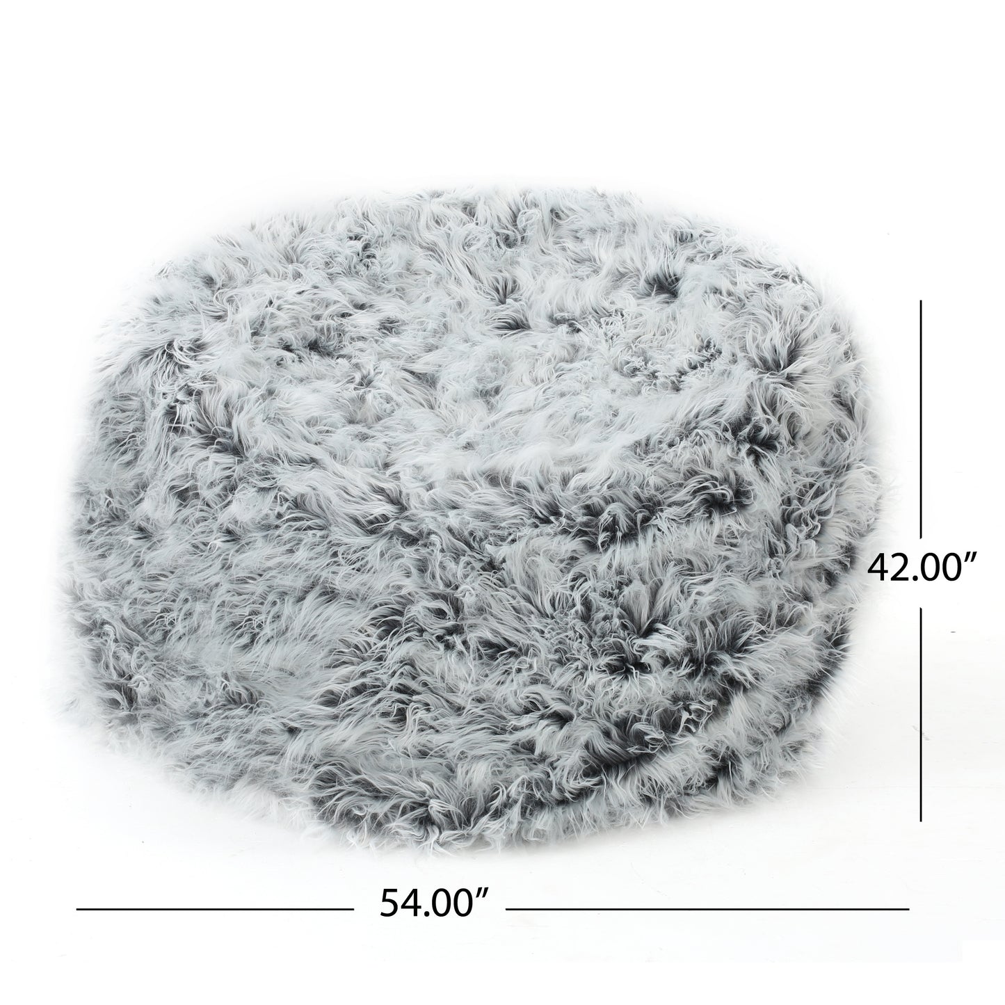 Grey & Silver Faux Fur Bean Bag