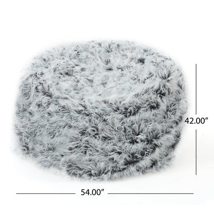 Grey & Silver Faux Fur Bean Bag