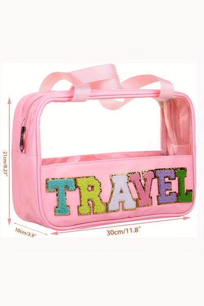 Travel Chenille Letter Clear PVC Makeup Bag