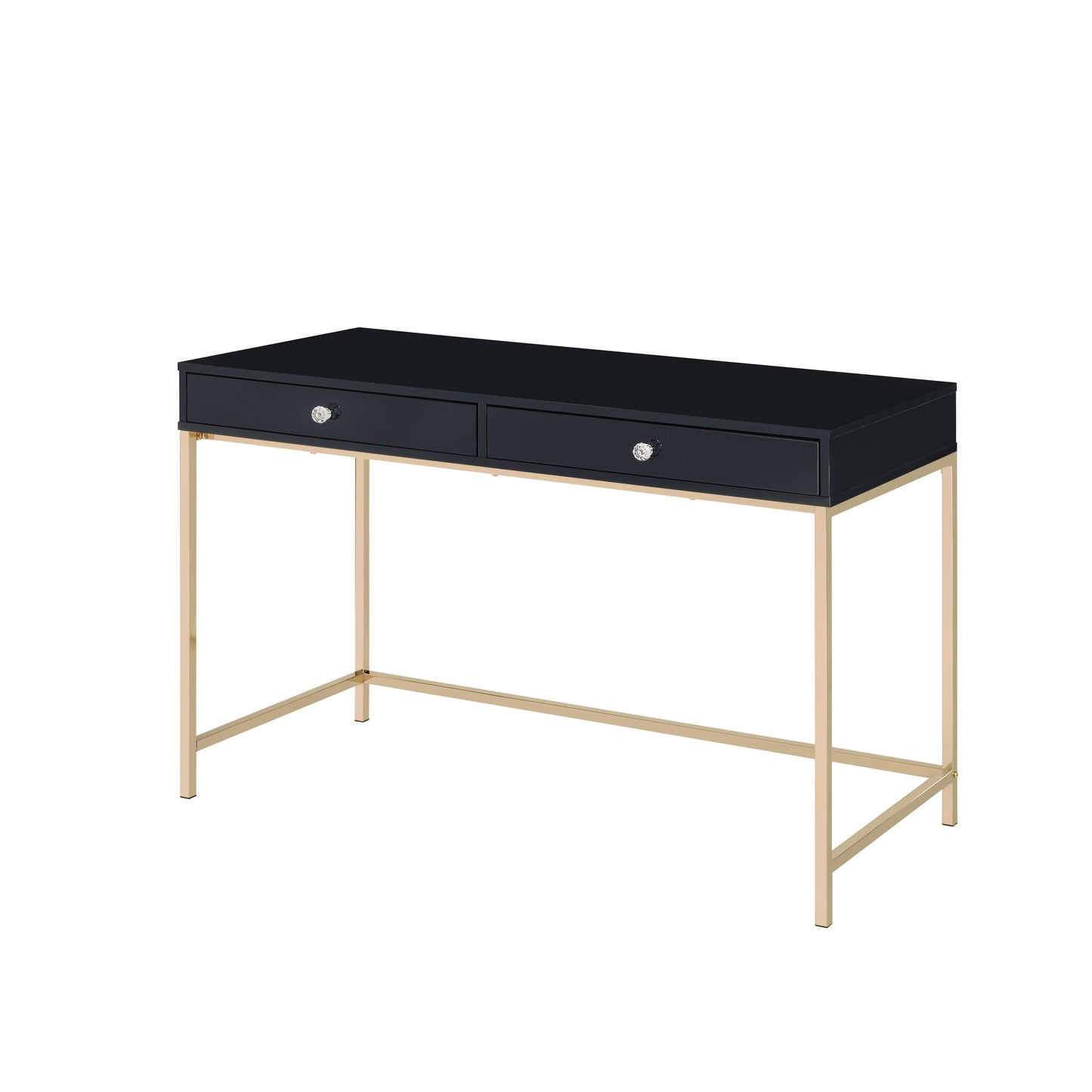 Black High Gloss & Gold Finish Desk