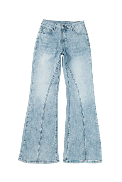 Dusk Blue Acid Wash Wide Leg Jeans