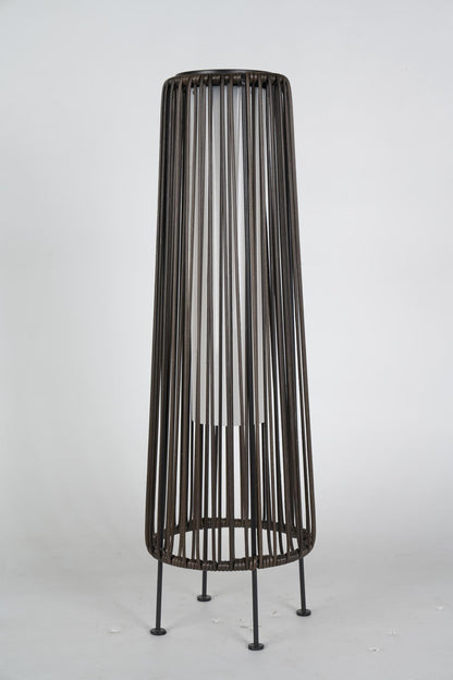 2-Pack Dark Brown Outdoor Wicker Floor Solar Lamps