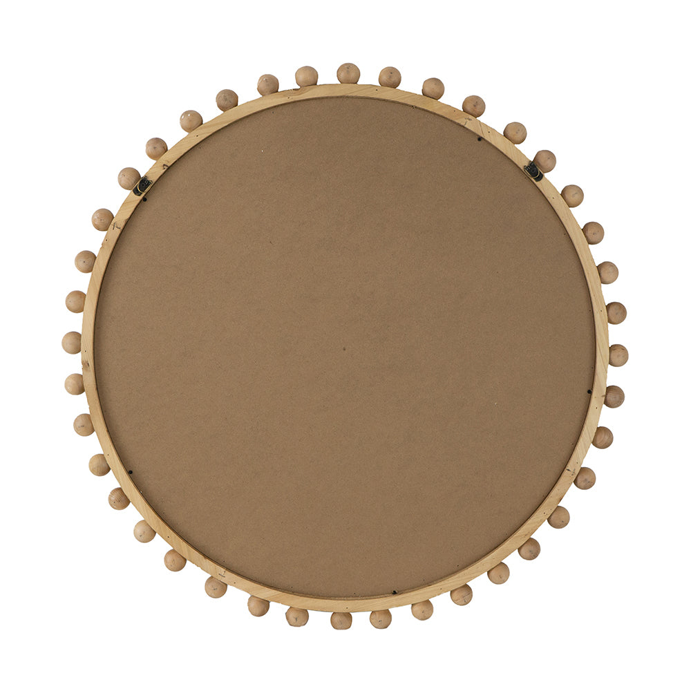 Wood Round Mirror w/ Beaded Frame