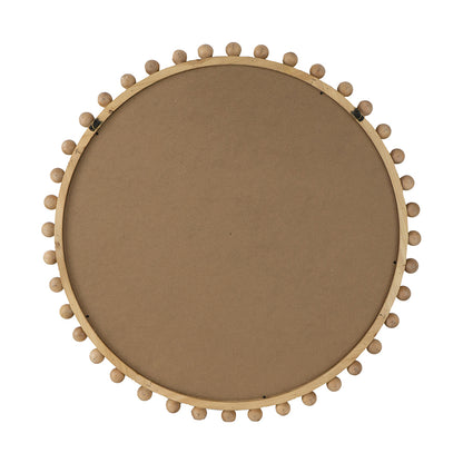 Wood Round Mirror w/ Beaded Frame