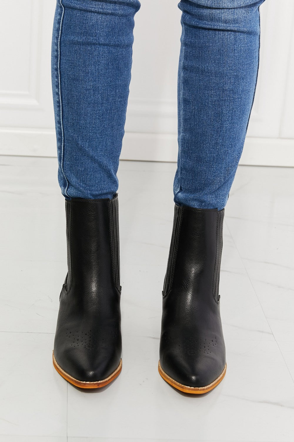 Black Stacked Heel Chelsea Boot