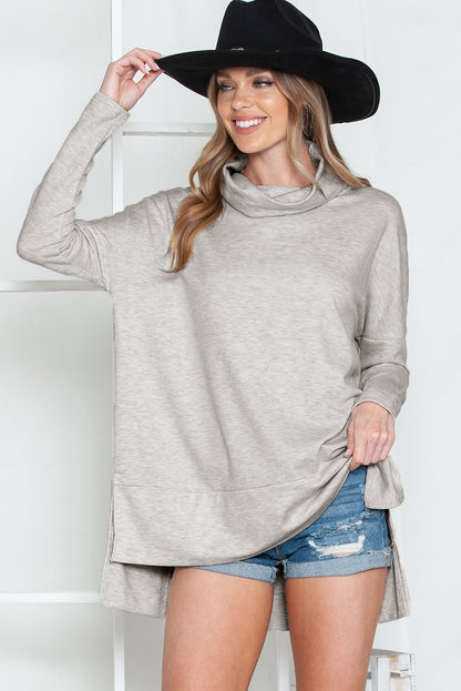 Cowl Neck Loose Fit Tunic Long Sleeve Top