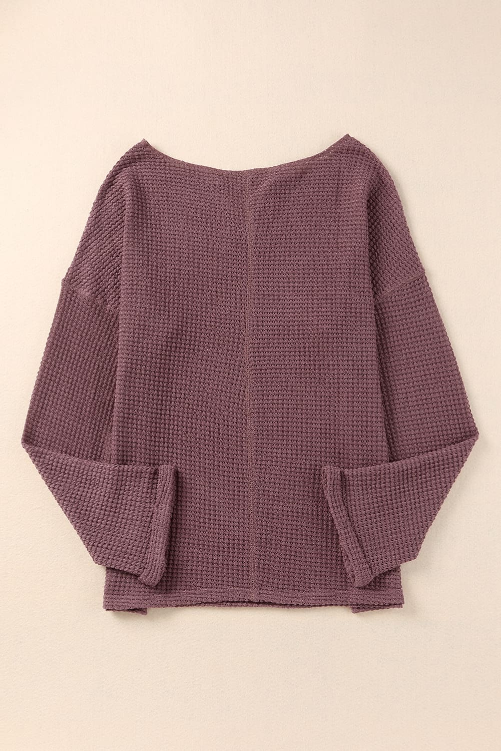 Waffle Drop Shoulder Long Sleeve Top