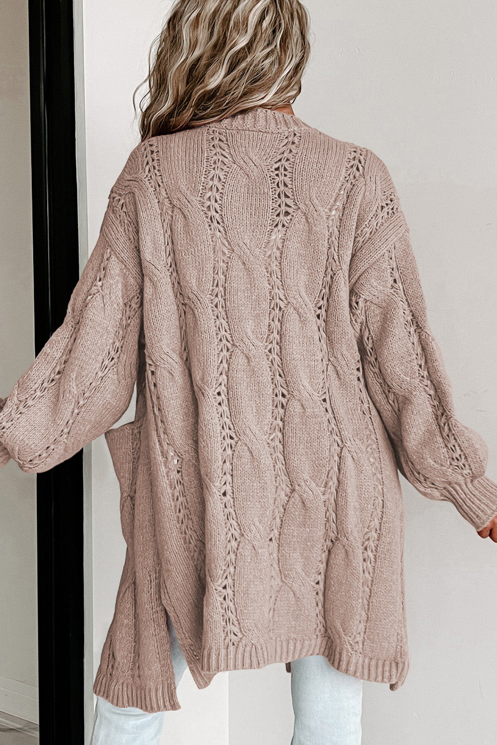 Hollow Knit Side Slits Cardigan