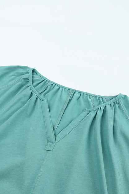 Plicated Detail V Neck Blouse