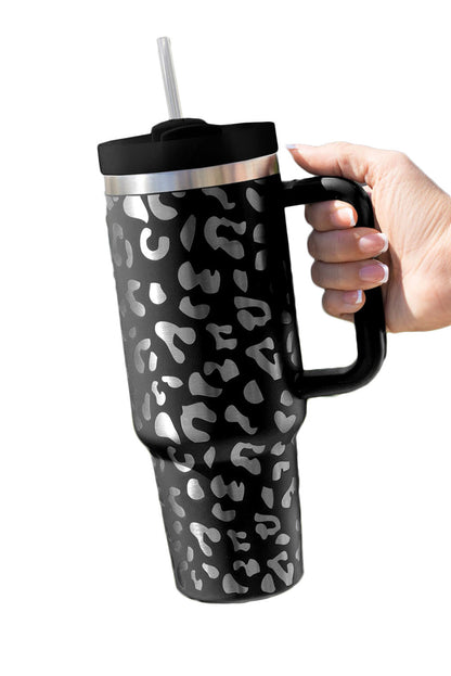 Taza portátil rosada del vaso del leopardo del acero inoxidable 40oz con la manija