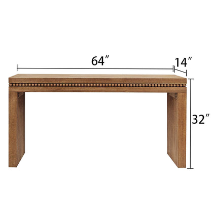 Natural Wood Console Table w/ Wood Beads Decoration