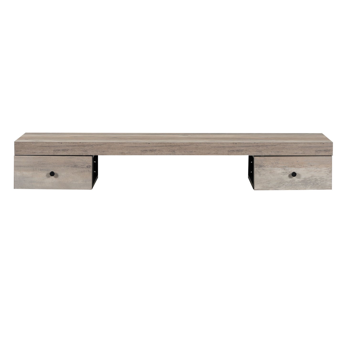 Log Gray Floating Vanity Shelf w/ Drawers