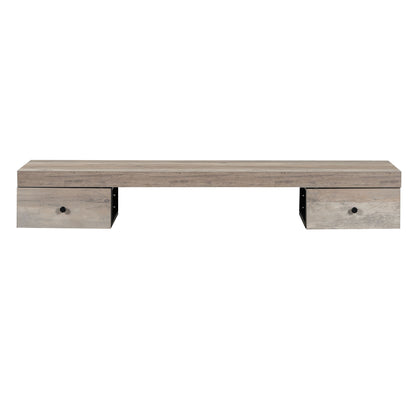 Log Gray Floating Vanity Shelf w/ Drawers