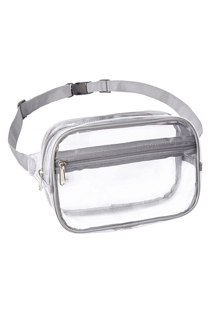 Bolso bandolera con correa ajustable de PVC transparente blanco