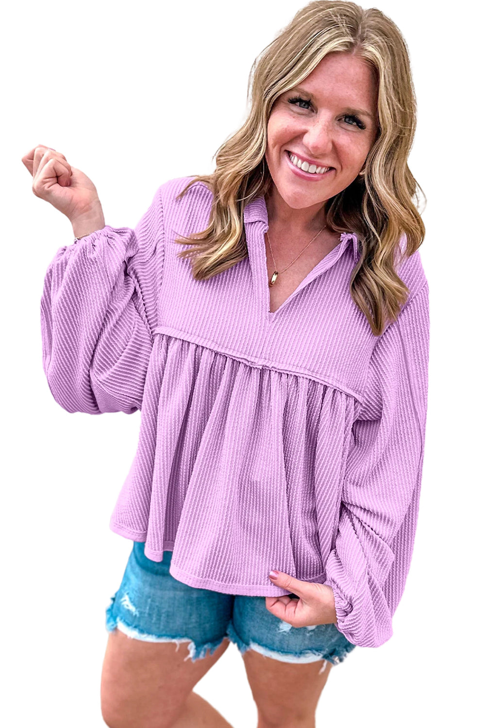 Bubble Sleeve Babydoll Top